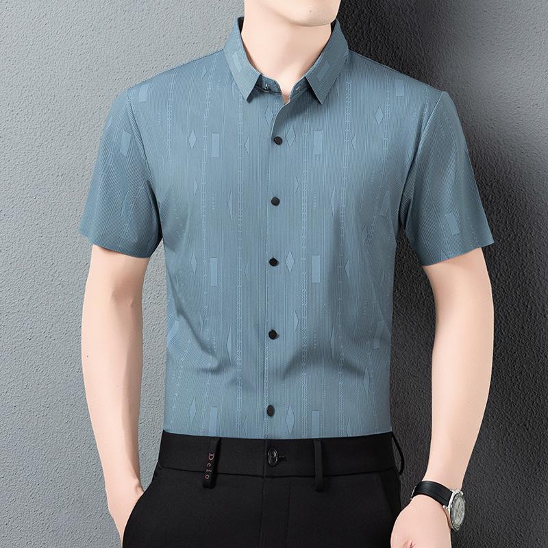 Ice Shirt Short Sleeve Ice Breathable Summer Wrinkle-Resistant Business Casual M