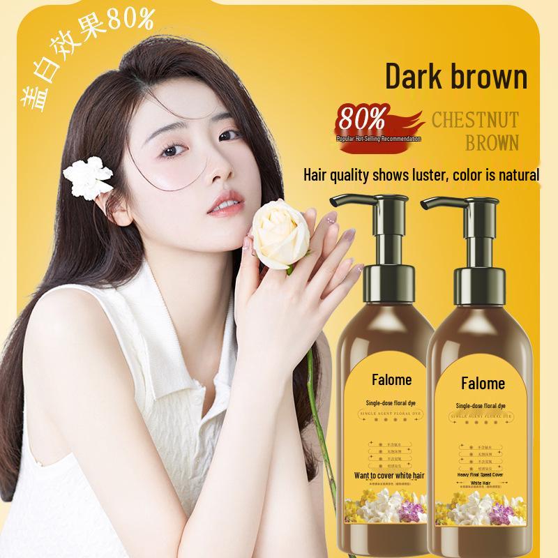 Floral Scented Plant-Based Hair Dye Cream - Gentle on Black Hair, Gray Coverage, Non-Staining, Damage-Free