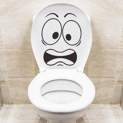 Yousheng Scared Expression Toilet Sticker Waterproof Removable Self-adhesive PVC Living Room Bathroom Wall Art Cartoon Expression Toilet Seat Lid