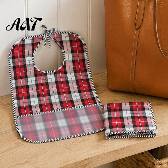 Double Sided Adult Bibs Double-sided Waterproof Bib, with Adjustable Neck Strap, Wide Adaptive Clothing for Seniors Crumb Catcher Large Washable