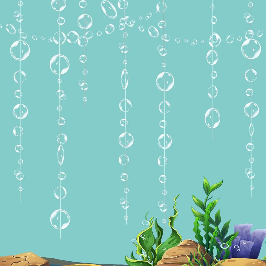 6 Strings Bubbles Garlands Ocean Mermaid Party Decorations - White Bubbles Banner Hanging Streamer Underwater Sea Photo Backdrop Party Supplies