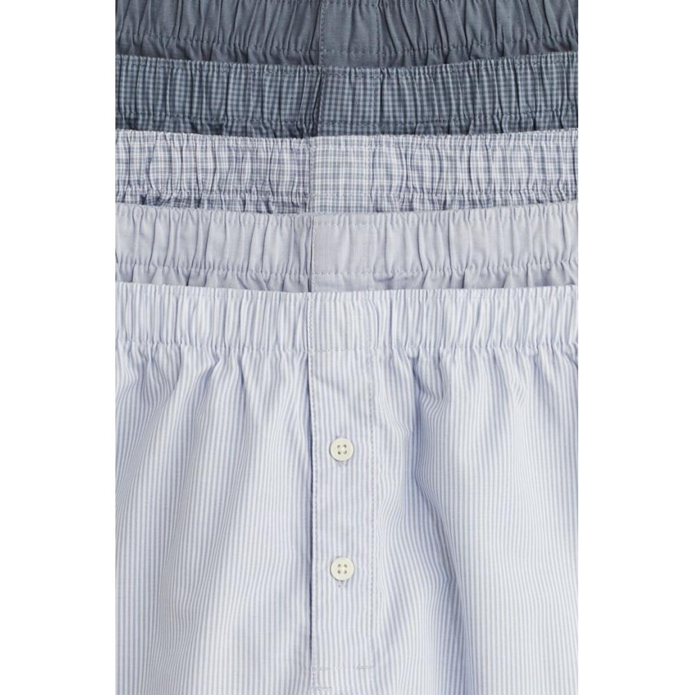 H M Cotton Drawstring 5 Pack Set Blue cHeck