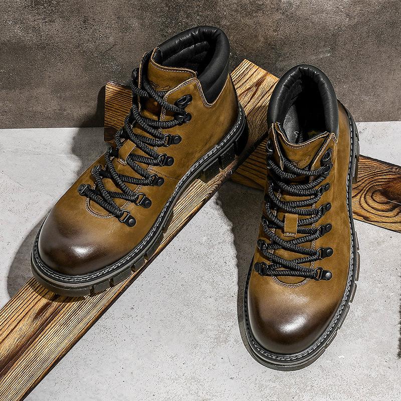 Desai Leer Martin Laarzen Britse Stijl Retro Leren Schoenen Heren Ademend Veelzijdig Mode Locomotief Laarzen Gereedschap Korte Laarzen