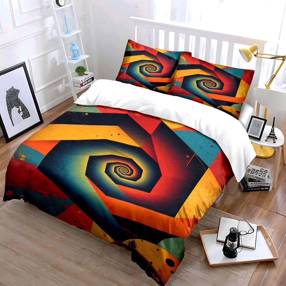 Spiral with geometric patterns. Bedding sets Duvet cover sets Duvet covers Pillowcases(1 * Duvet Cover 2 * Pillowcases without duvet insert)