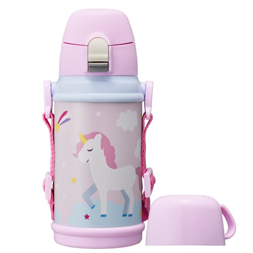 Doshisha Kids' 2-Way Water Bottle, 600ml, Unicorn Pink