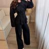 Amazon Cross-border 2026 Autumn New Cross-border European and American Round Neck Button Long-sleeved Suit Jacket Straight Trousers