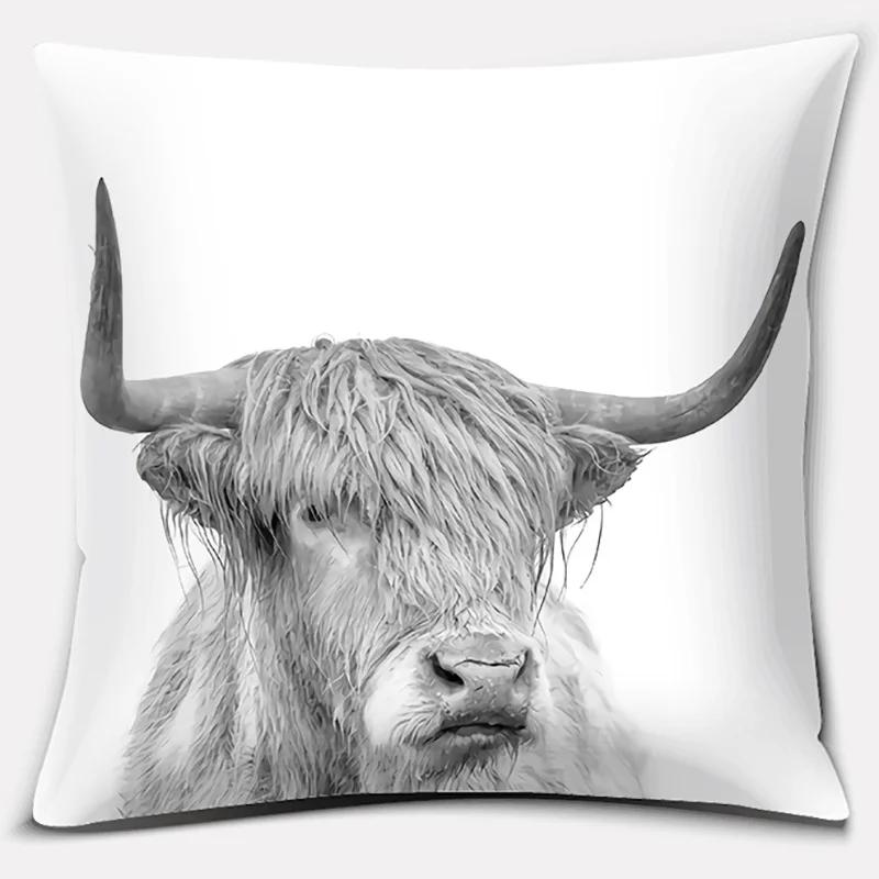 (18 Inches * 18 Inches) Scottish Highland Cow Pattern Super Soft Pillow Case Sofa Cushion Cushion Decorative Pillow