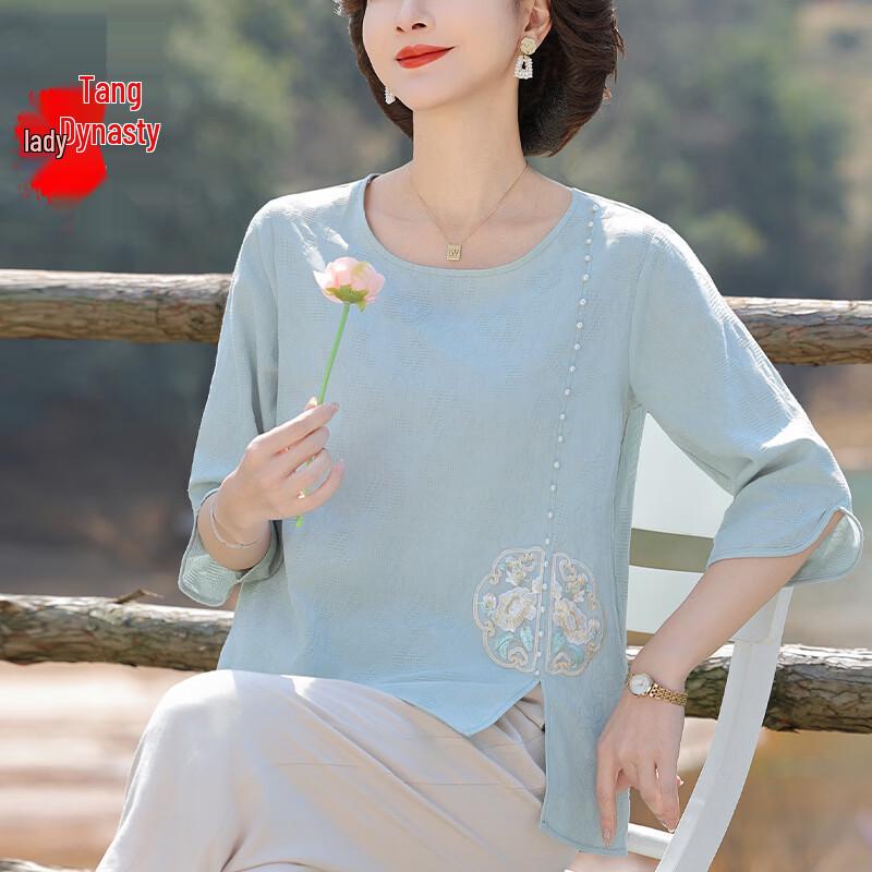 Women s Pure Cotton Loose Fit Short Sleeve Summer T-Shirt 3XL