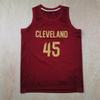 Cavaliers Basketball Jersey: Red #45 Mitchell, #10 Garland, #4 Mobley, Heat-Pressed James, Irving, Allen Edition