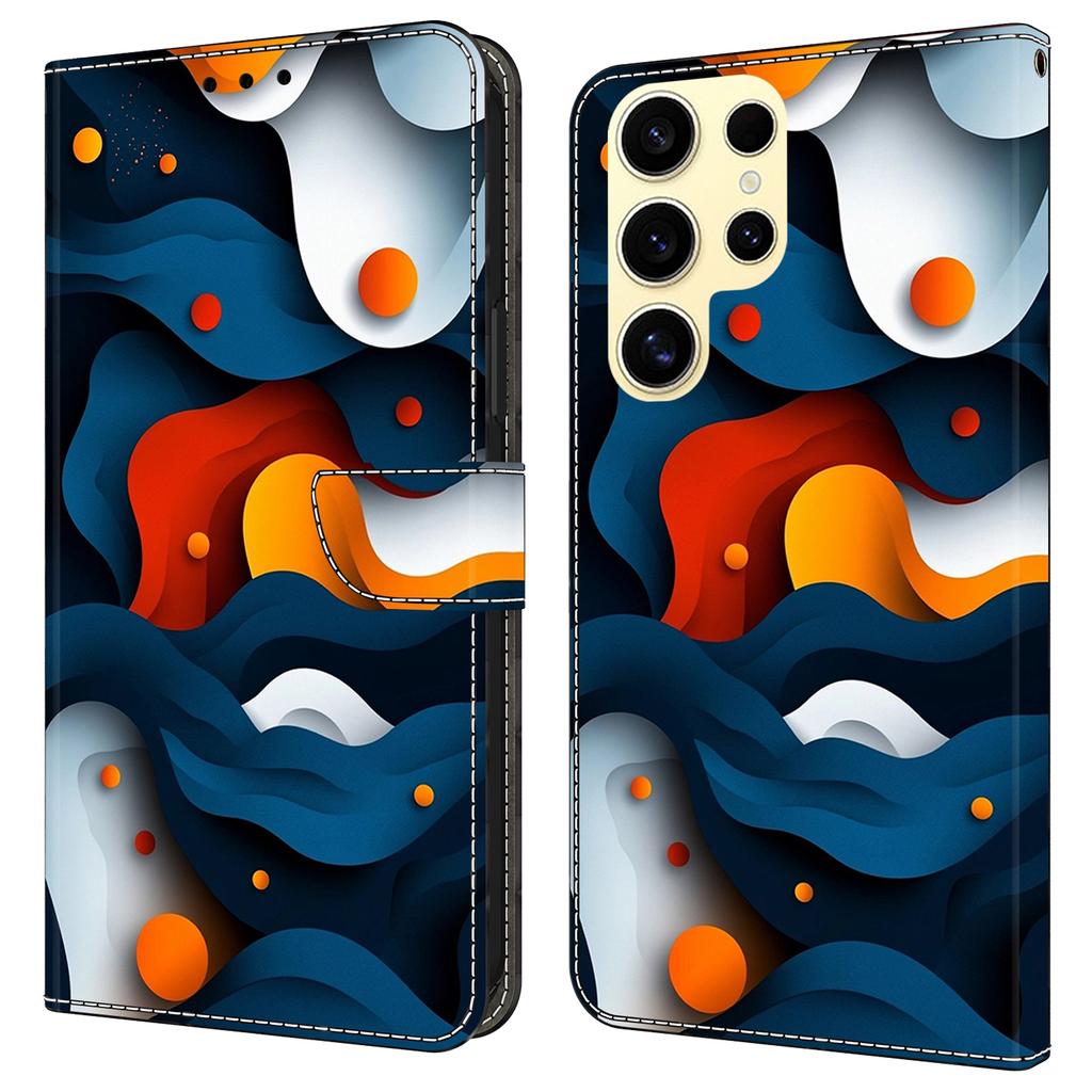 Für Samsung Galaxy S25 Ultra Hülle Brieftasche Ständer Musterdruck PU Leder Klapphülle
