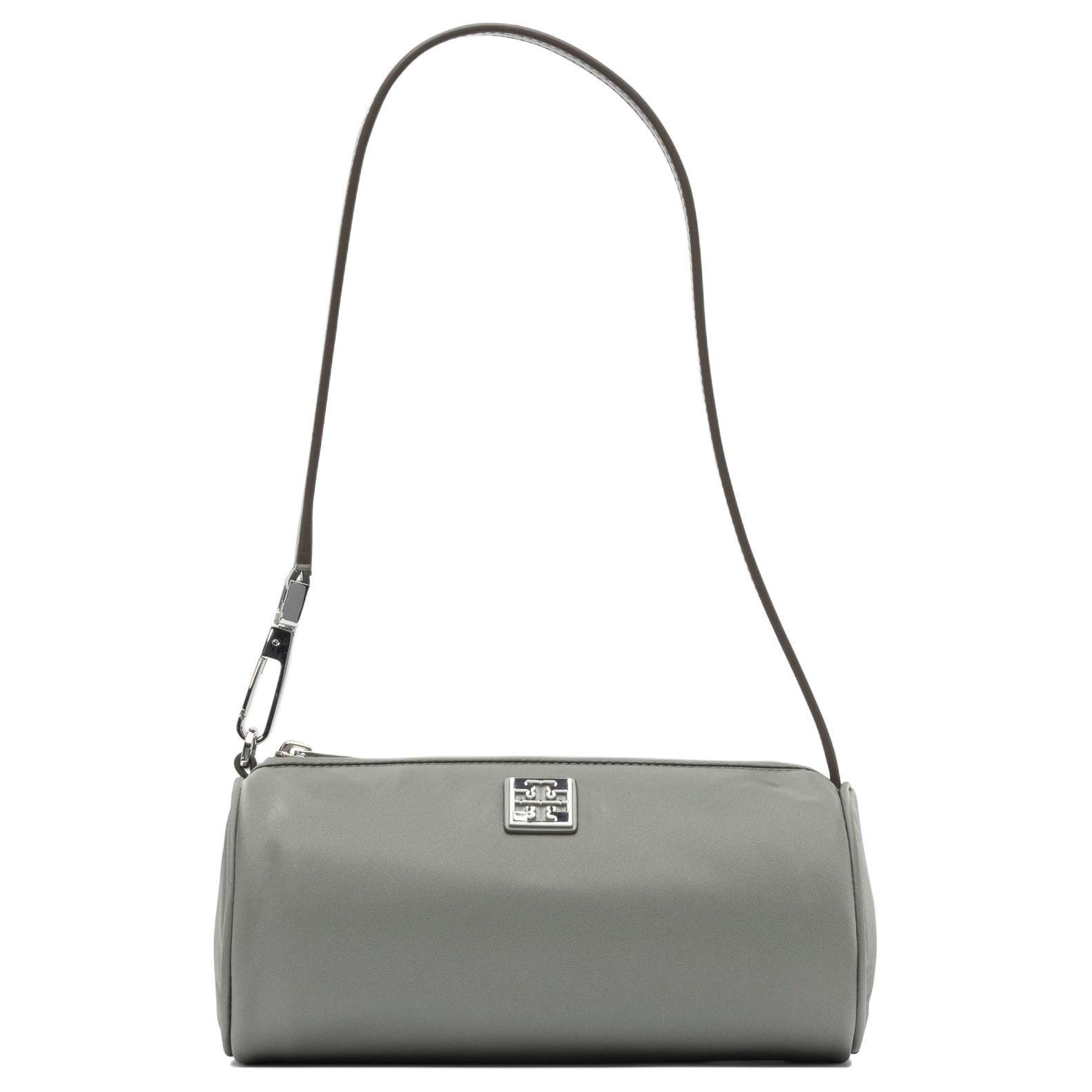 Tory Burch Virginia Classic Logo Solid Recycled Nylon Cylinder Shoulder Bag Mini Women shoulder bag Slate-Gray 169167-020 Basic Set BagDust Bag 27850₽
