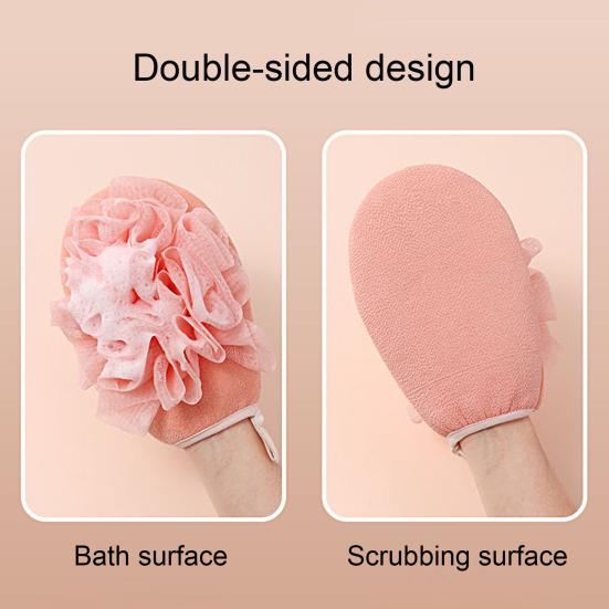Bath Sponge Ultra Soft Fast Foaming Faux Silk Double-Sided Exfoliating Shower Loofah Glove for Home