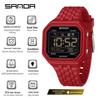 Sanda Creative Square Multifunctional Dual Display Student Watch - Countdown, Alarm, Waterproof, Trendy Electronic Timepiece.