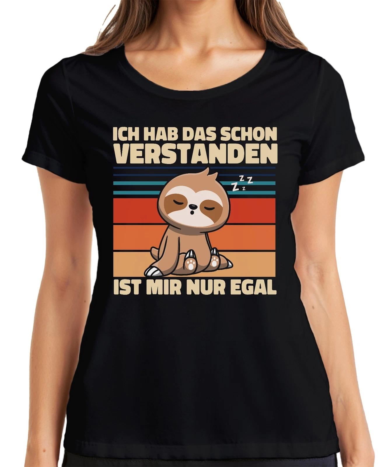 Ich hab das schon verstanden ist mir egal Faultier Spruch Lustig Damen T-Shirt XXXL