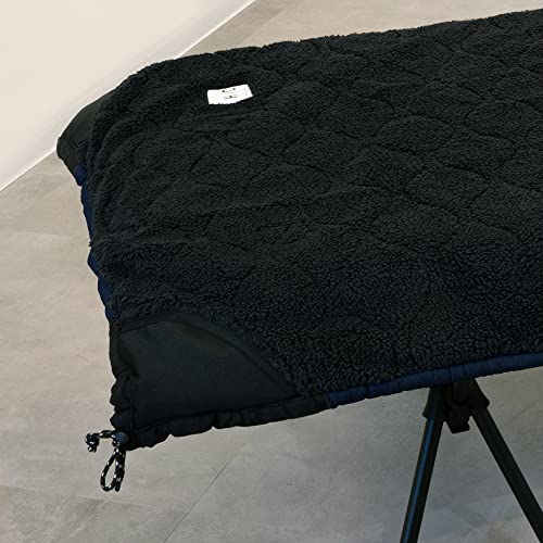 HOTEL CAMPS Cot Cover with Boa, 3-Layer Insulated Aluminum Sheet, Reversible, Can Be Used As a Blanket, and Machine Washable (Black)