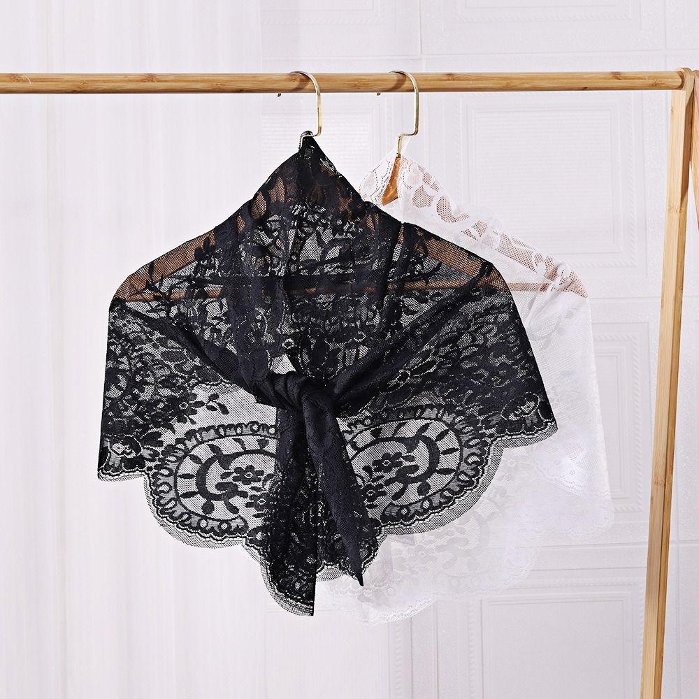 Cute Lace Flower Shawl Thin Bandanas for Women Fashion Sweet Headscarf Shawl  Pastoral Style