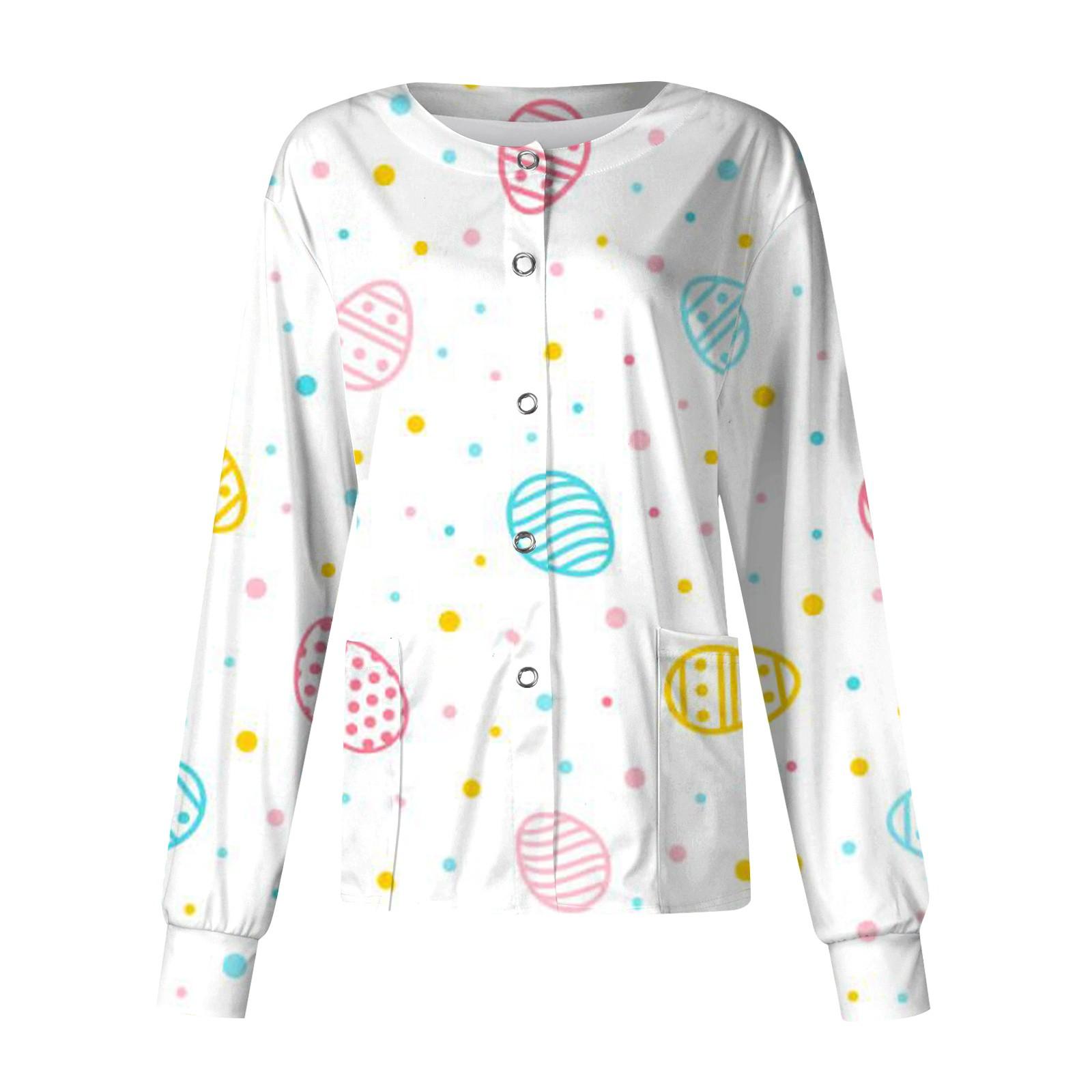 

Женский повседневный однобортный однобортный кардиган с длинными рукавами и принтом, рабочая одежда с пасхальным принтом L циан