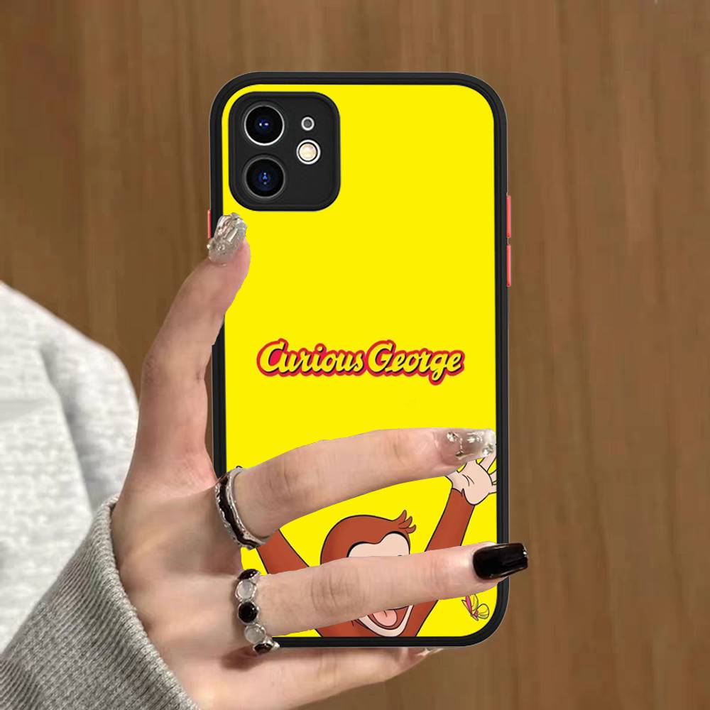 Lovely Curious G-George Monkey Phone Case For IPhone 16 15 14 Plus 15 13 12 11 Pro Max X XS MAX Matte Cover