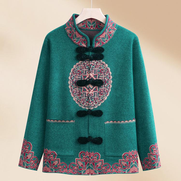 Women Knitted Tops Mothers Spring and Autumn Clothes Red Sweater New Year Clothes Early Spring New Style New Year Greetings Clothes