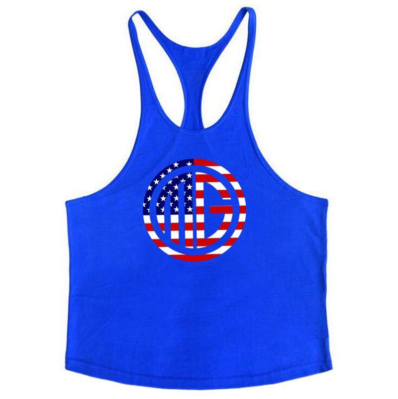 Beach and Surfing Vest Round Neck Sports Training Fitness Tank Top Men's Cotton Muscle Bodybuilding Stringer Singlet Comfortable