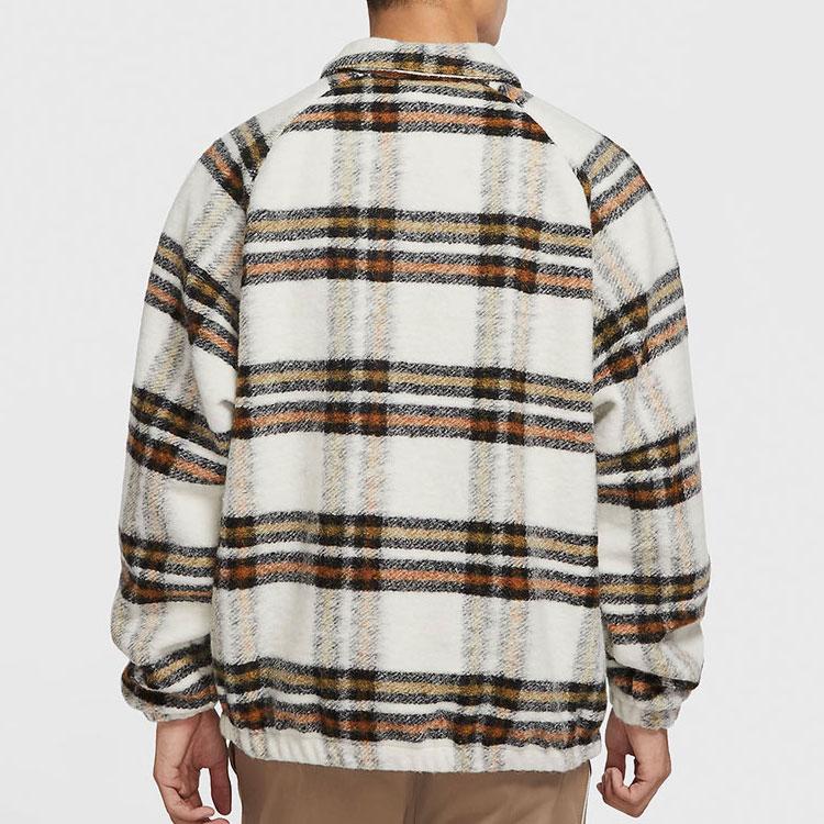 Nike Checked Casual Collar Shirt Jacket Men Outerwear Light-Red Wood-Brown DR6862-104