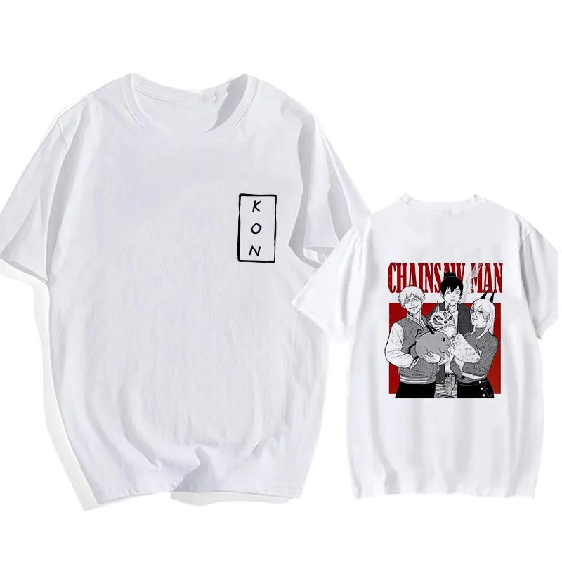 Japanese Anime Chainsaw Man T-shirt Pochita Cartoon Harajuku Makima Graphic Men's T-shirt Casual High-quality Comic T-shirt