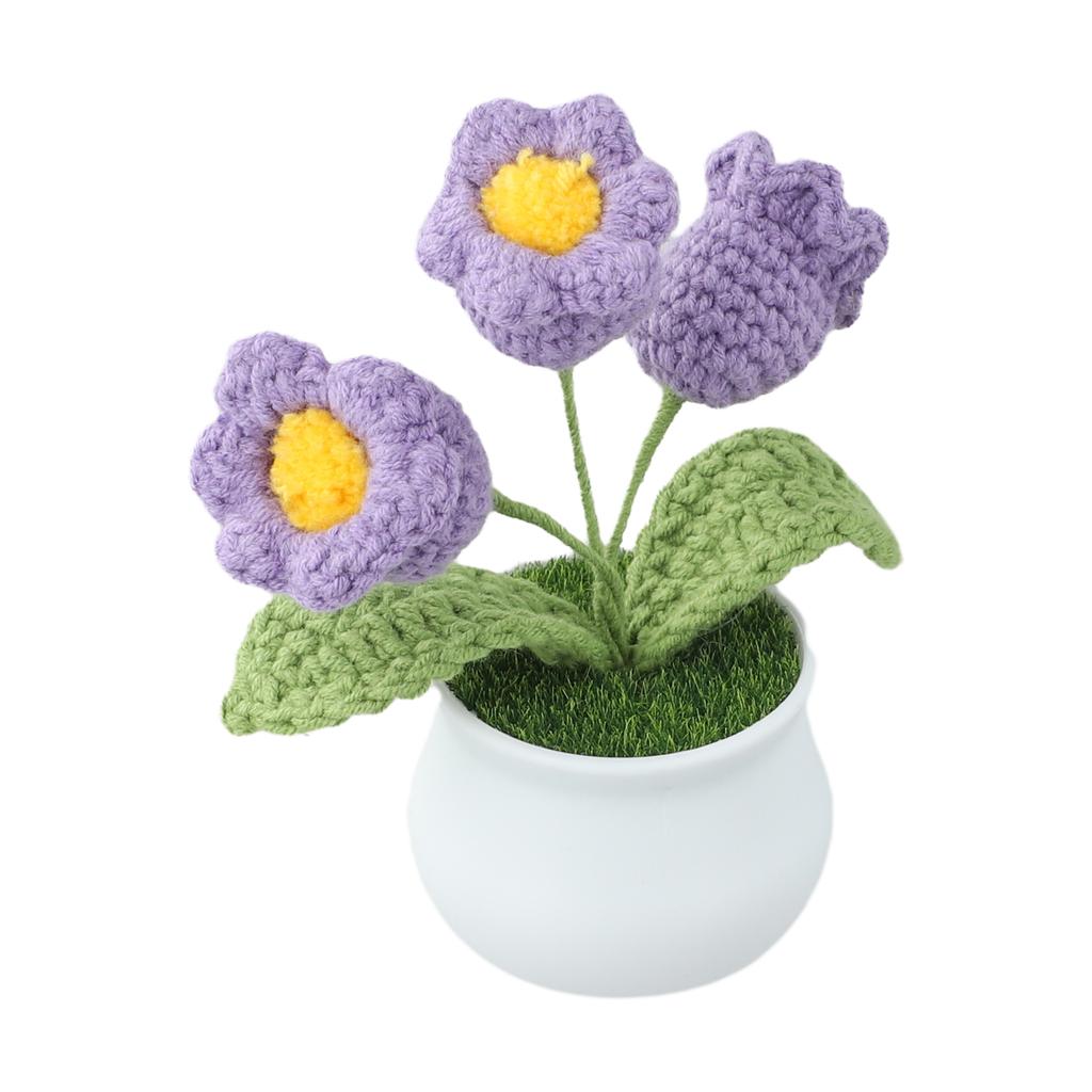 Beautiful Crochet Flower Pot Vase Arrangement Home Decoration 14 Cm Crochet Flowers Charming Table Centerpiece