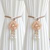 2PCS Beautifully Pearl Curtain Buckle Elegant Curtains Tie Rope Camellia Curtain Tieback  Decoration