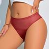TERMEZY Sexy Ice Silk Satin Briefs Mid-Waist Mesh Seamless Underwear Solid Color Patchwork Breathable Panties