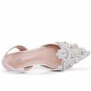5cm New White Wedding Shoes Bridesmaid Shoes Women's Lace Shoes Fashion High Heels Pearl Pumps