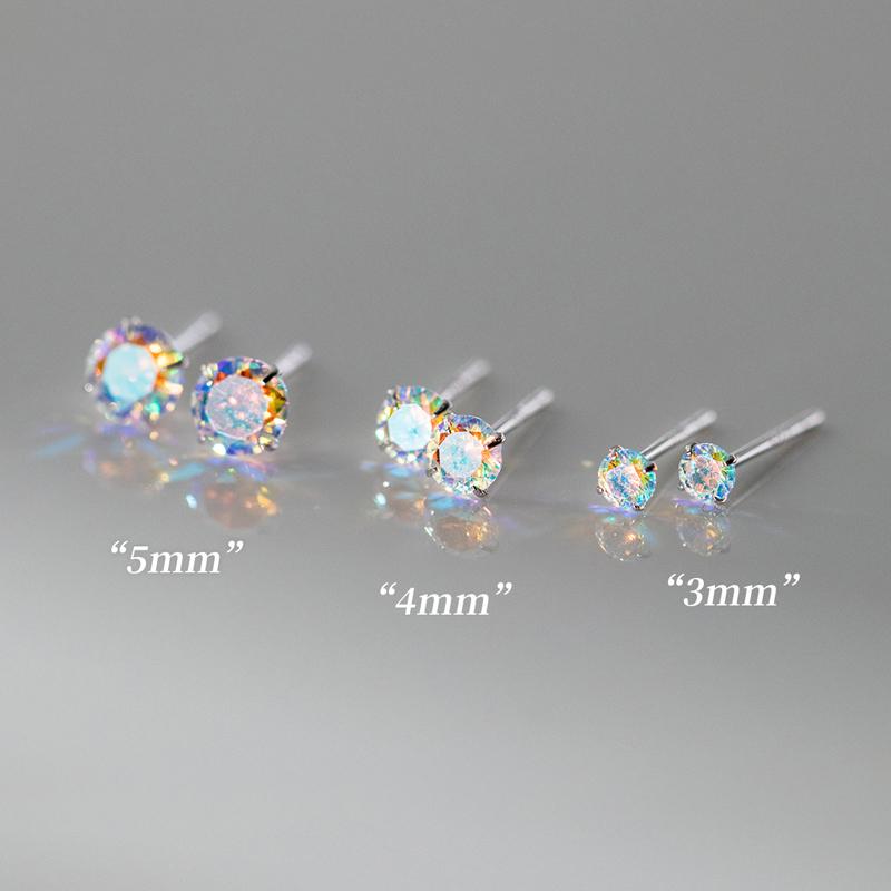 

Exquisite 925 Silver Shiny Mini 3/4/5mm Round Colorful Zircon Stud Earrings Women s Simple Piercing Jewelry 3mm