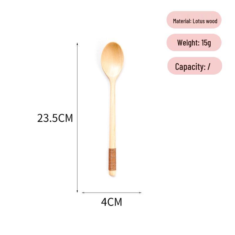Long-Handled Wooden Spoon Set: Coffee, Honey, Milk Tea Stirrer & Soup Ladle