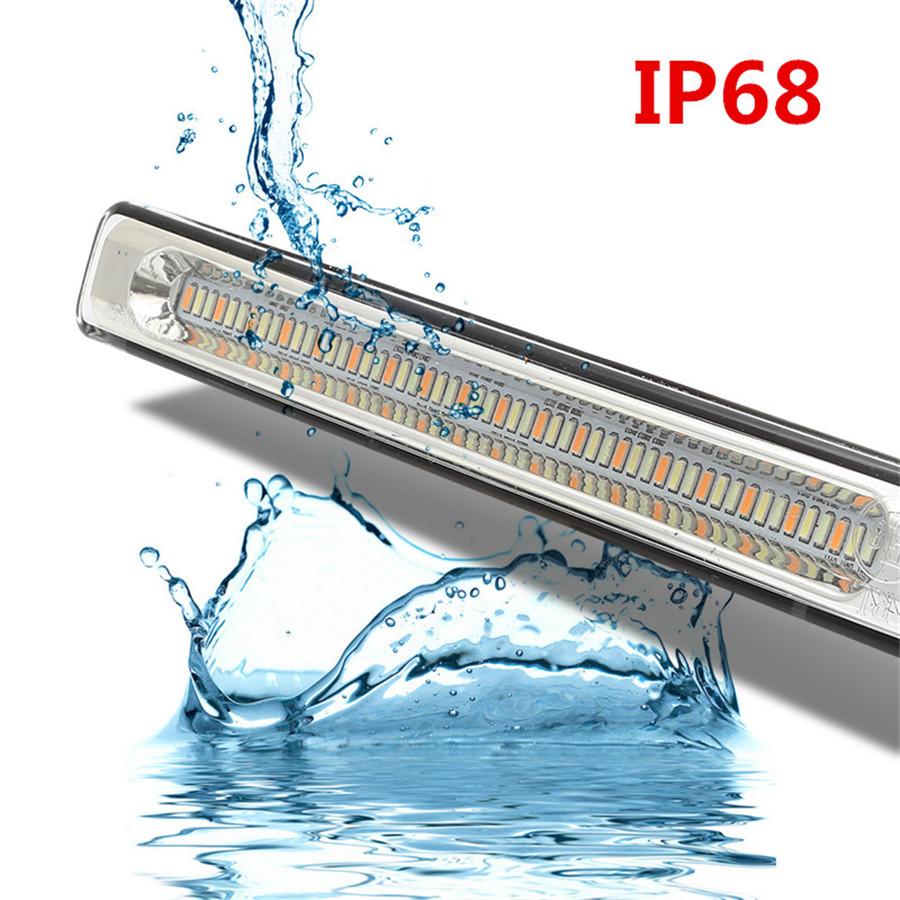 LED Tricolor Daytime Running Turn Signal Light Car Fog Driving Lamp White+Amber