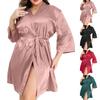 Roupa de Casa Feminina Plus Size: Roupão de Seda Gelada Para Uso Externo