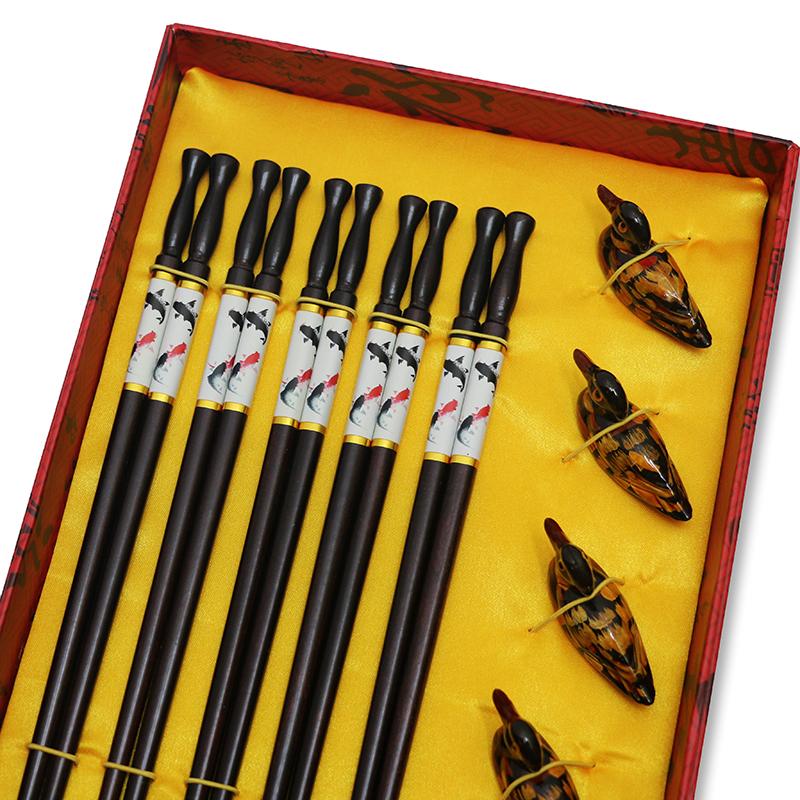 Gift Box Chopsticks Peking Opera Facial Makeup Wooden Carving Craft Korean Chopsticks Set Japanese Sushi Chop Sticks Wood Ducks