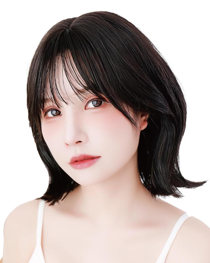 Member 2024 New Style Supervised by Top Stylists Tieable Waist Bob Wig Short Wig Natural Black Made with Fiber Natural Small Face Effect Peace of Mind