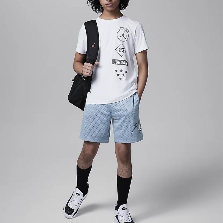 Jordan Jumpman Diamond Letter Number Logo Crew Neck Casual Pullover Short Sleeve T-Shirt Kids T-Shirts White HM4737-100