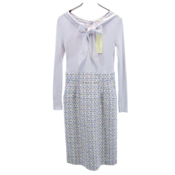 

unused Debut de Fiore Check Pattern Long sleeve Rib knit docking one piece Women Used