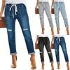 Dames Løse Og Avslappede Trend Ripped Casual Mote Rettbente Jeans