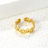 Fashion Hollow Geometric Adjustable Open Ring High-End Gold Tone Ring