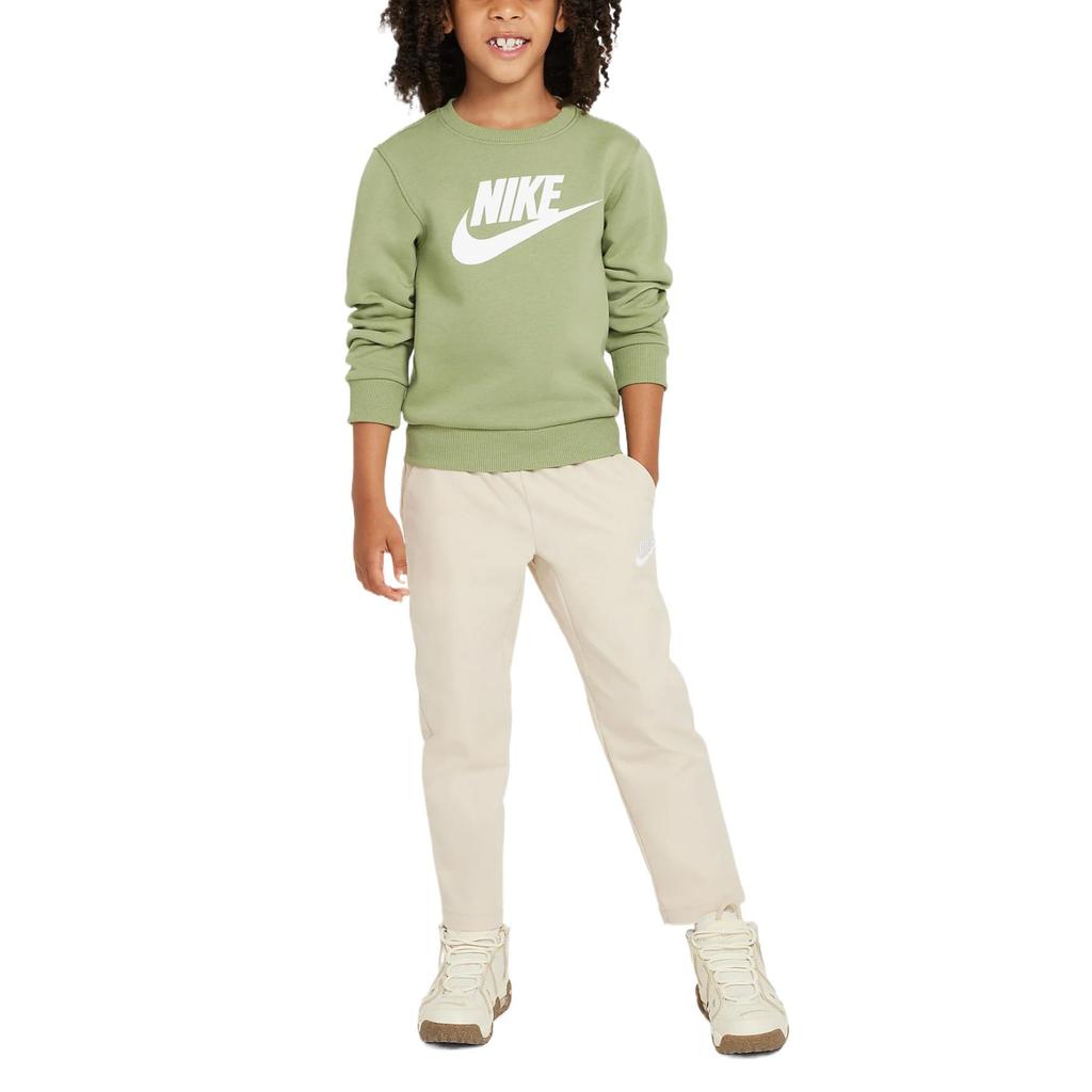 Nike Sweatshirt Crew Neck Comfortable Fleece Lined Long Sleeved Oil Green Children Aged 3 7 Years Old IB2553-386