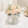 Elegant Bridal Bouquet with White Roses and Baby s Breath adorned with Pearls - Artificial Handheld Wedding Floral Arrangement