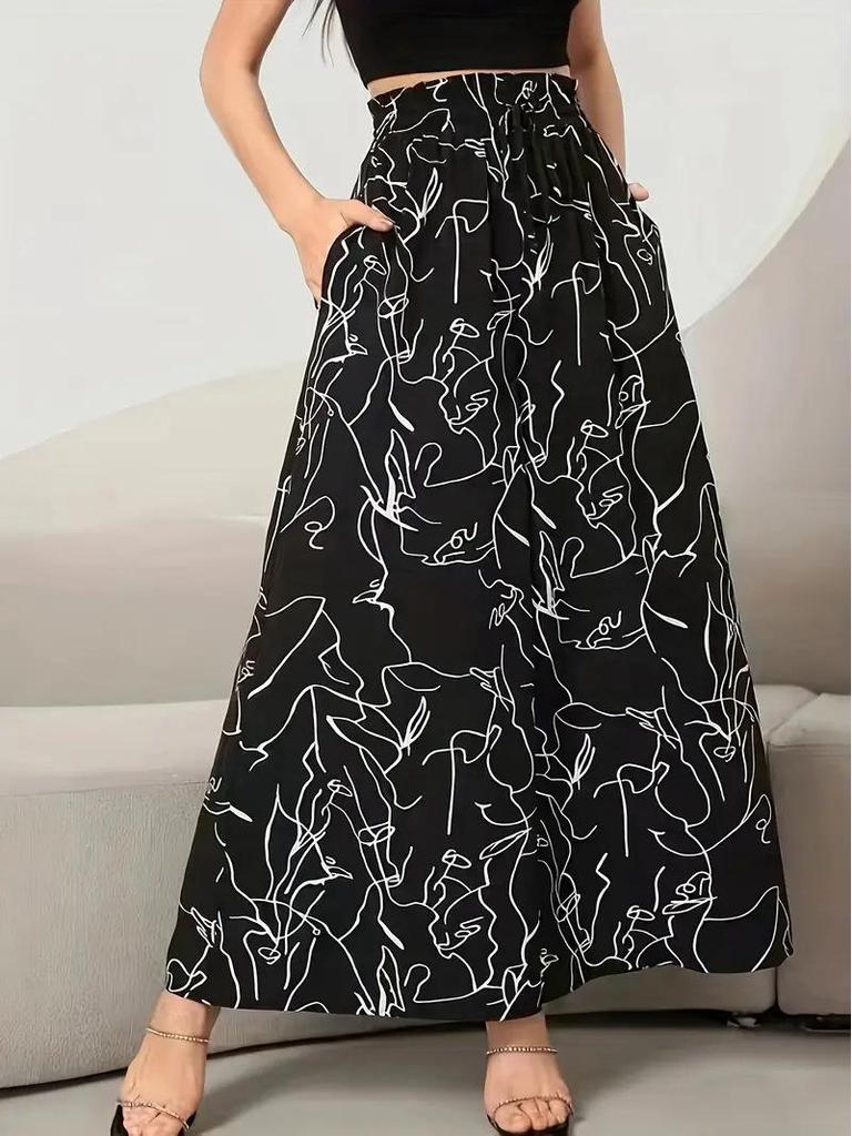 Cross-Leg High-Waisted Long Skort for Women - 2026 Summer Flowy Hem Design