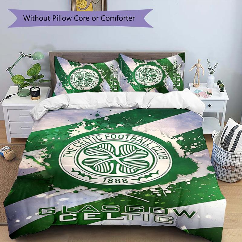 Celtic FC 3-częściowy komplet pościeli Poszewka na kołdrę Zapięcie Zawiera 1 poszewkę na kołdrę i 2 poszewki na poduszki na wszystkie pory roku Dekoracja sypialni, domu, akademika