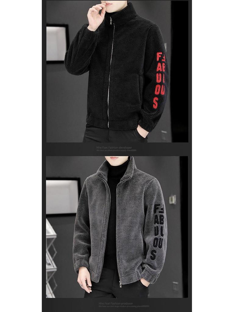 Men's 2025 Autumn/Winter Lambswool Leather Jacket: Stylish, Thick, and Warm