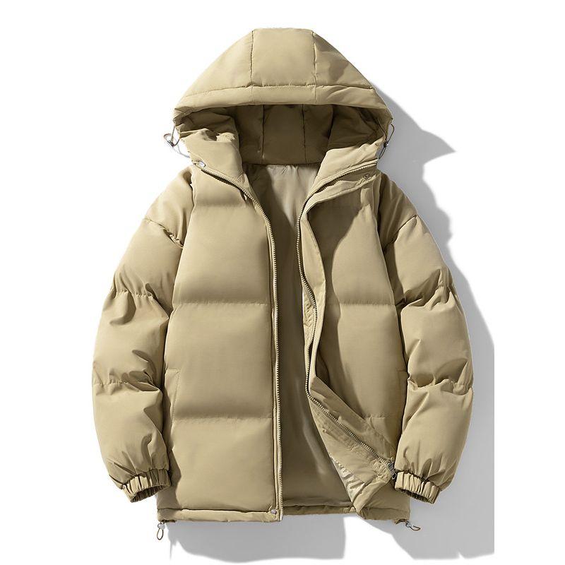 Winter New Style Fleece-Lined Warm Thickened Stand-Collar Couple's Jacket, Unisex Casual Hooded Windproof Cotton Coat