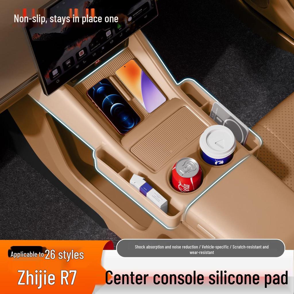 Wireless Charger Silicone Pad for 26 Zhiji R7 Models - Non-slip Center Console Interior Modifier