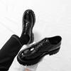 New Thick-soled Heightening Big-headed Leather Shoes Men's Patent Leather Glossy Casual Shoes Thick-heeled Loafers Hairstylist Men's Shoes