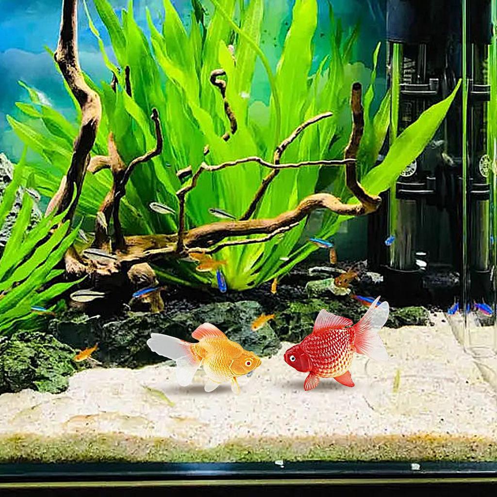 2 Stück Goldfisch-Attrappen Künstliche Aquarium-Fische aus Kunststoff Modell Realistisch Bewegliche Fische Schwimmende Fischbehälter-Dekoration für Aquarien