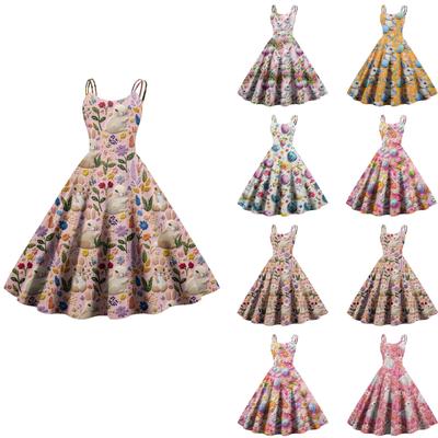 Women's Casual Fashion Print Sexy Off Shoulder Punk Retro Dress Retro Dress Dress